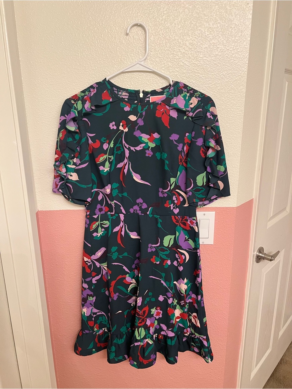 kate spade Green Floral Ruffle-Hem Midi Dress